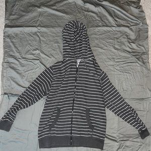Old Navy zip hoodie size XL grey and white stripes
